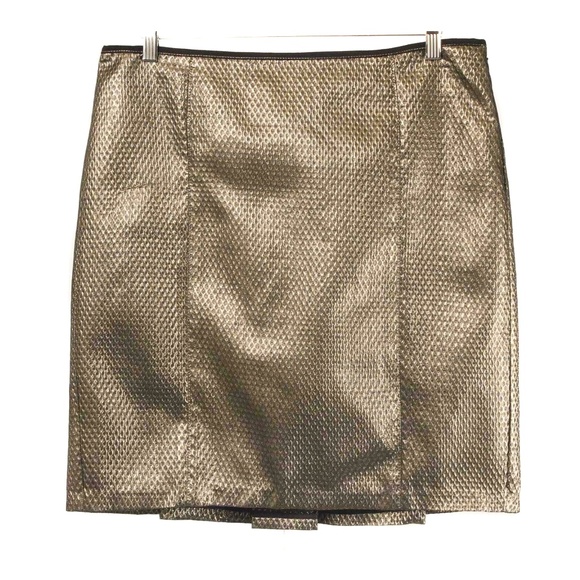 MSSP MAX STUDIO Gold Metallic Lamé Pencil Skirt - Picture 1 of 3